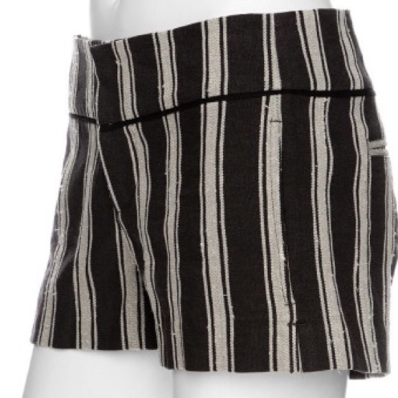 NSF Linen Black/Brown w/ Cream Stripe Shorts XS, 0