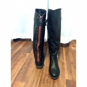 Bamboo studded back zipper riding boots