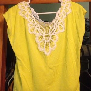 Forever 21 yellow shirt with lace