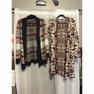 Two oversized cute Aztec cardigans