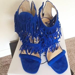 Steve Madden Fringly Blue Suede Heels MakeAn Offer