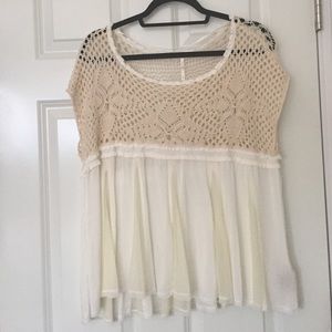 Beautiful Cream + White Free People Blouse