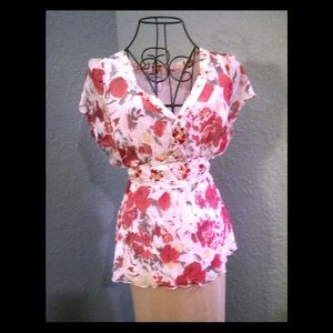 Floral Print Wrap Blouse