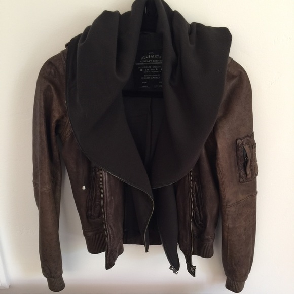All Saints Jackets & Blazers - ALL SAINTS Clyde Brown Leather Jacket Size 0