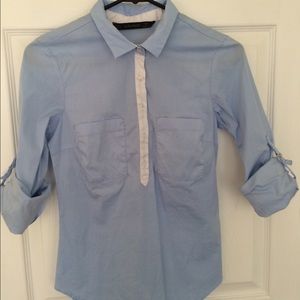 Preppy Zara Top with Rolled Sleeves