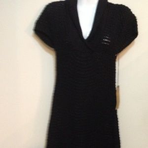 Shawl collar black dress