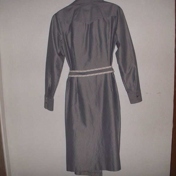 PINSTRIPE WRAP DRESS - Picture 2 of 4