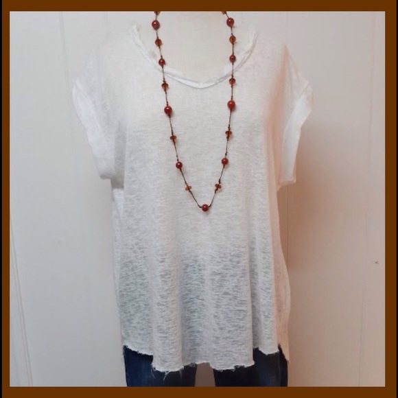 Sheer White Top with Rough Edging