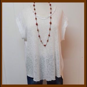 Sheer White Top with Rough Edging