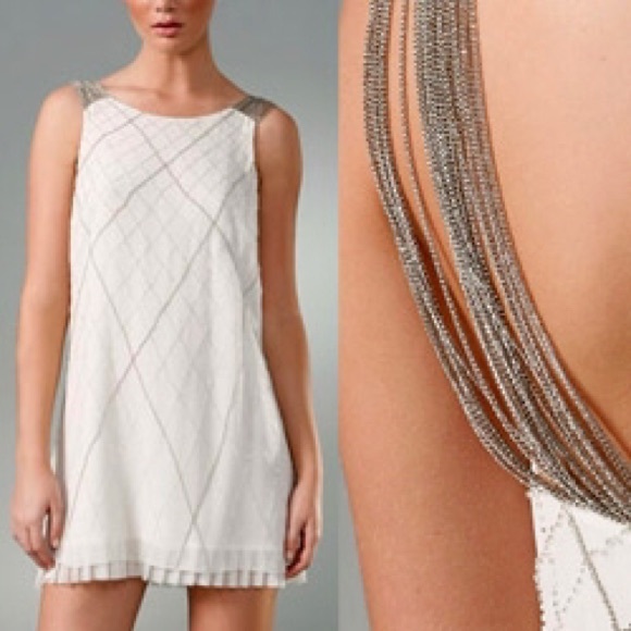Chain & beaded white Alice & Olivia dress size M