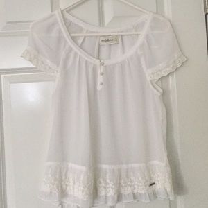 Sheer white lace Abercrombie blouse