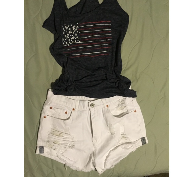 NWOT White High-Waist Jean Shorts