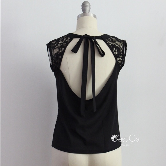 NWT Black Open Cut Back Straight Cut Top Blouse - Picture 1 of 3