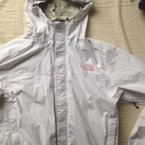 White north face rain coat