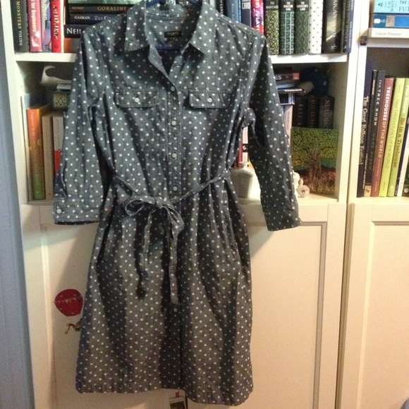 Talbots polka dot chambray shirtdress 8 Petite