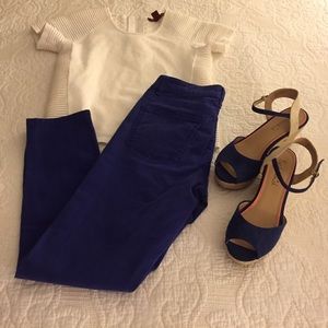 Cobalt blue skinny ankle jeans