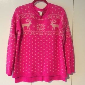 Adorable hot pink reindeer sweater