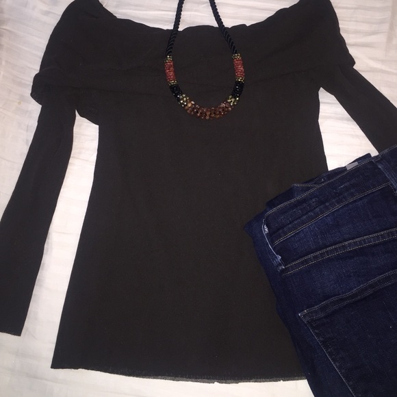 Chocolate brown off the shoulder top - Picture 1 of 1
