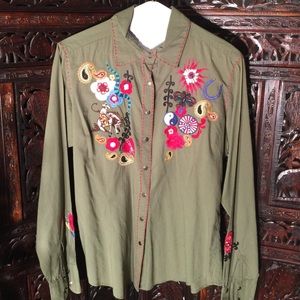 Retro Western Embroidered Shirt