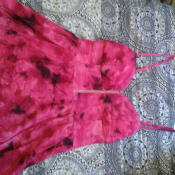 Hot pink zipper front high low dress