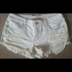 Denim shorts with crochet detail