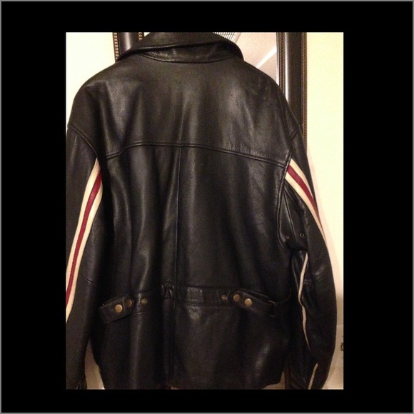 MENS LEATHER MOTORCYCLE JACKET SZ M O/B/O - Picture 2 of 4
