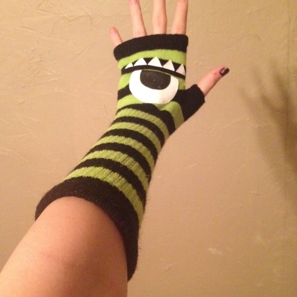 Lime green/black monster gloves