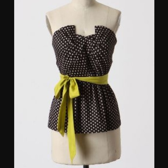 Anthropologie Blacklight Blouse corset dot 8-10