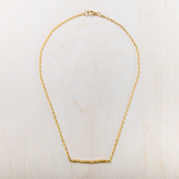 Gold-toned bead bar and chain necklace