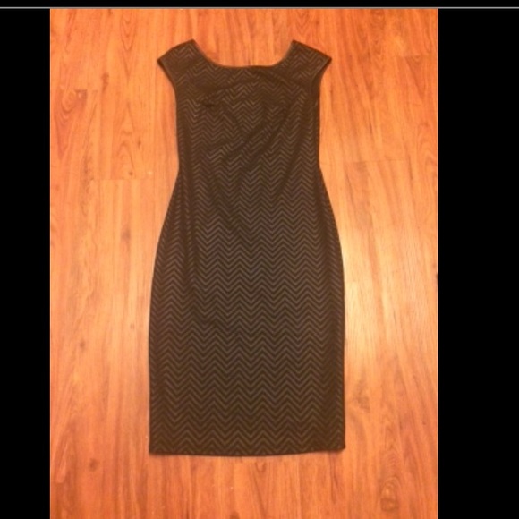 Long black bodycon dress with cap sleeves