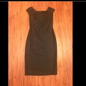 Long black bodycon dress with cap sleeves