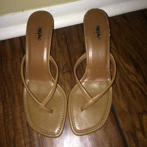 Tan flip-flop heels