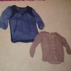Two flowy patterned shirts