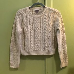Nordstrom cropped cable knit sweater in oatmeal