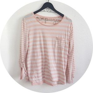 Baby pink and white striped tee
