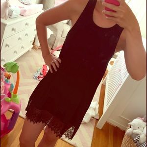 Black boho silk dress