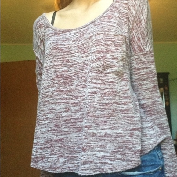 Maroon and white flaked long sleeved blouse - Picture 1 of 4