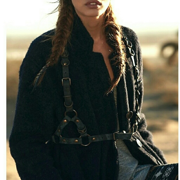 Free People Leather Harness Vest