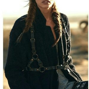 Free People Leather Harness Vest
