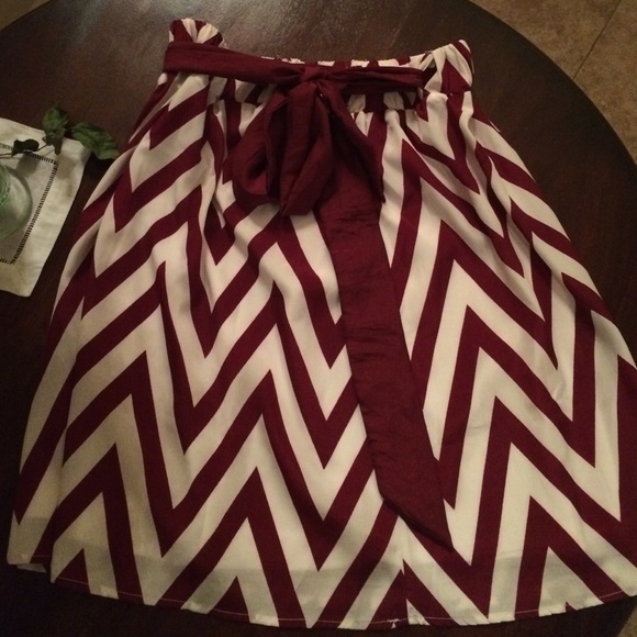 Maroon and white chevron skirt