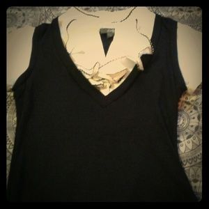 Off white and black ruffled shirt