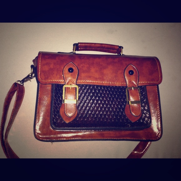 Ecosusi faux leather brown satchel bag