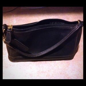 Authentic small black leather coach purse