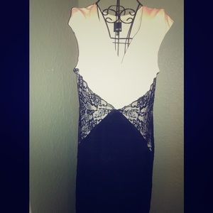 Ivory and Black Lace Dress
