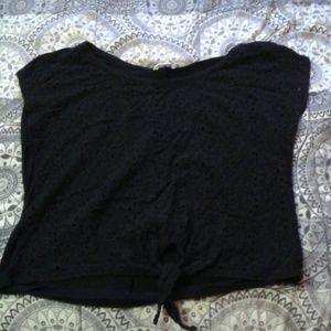 Black sheer front crop top