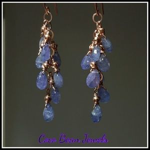 Tanzanite & Rose Gold  Briolette Cluster Earrings
