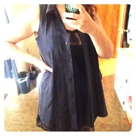 Long black silk vest