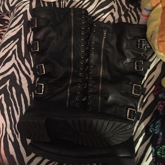 Knee high combat boots