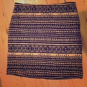 Bodycon black and nude Aztec tribal mini skirt