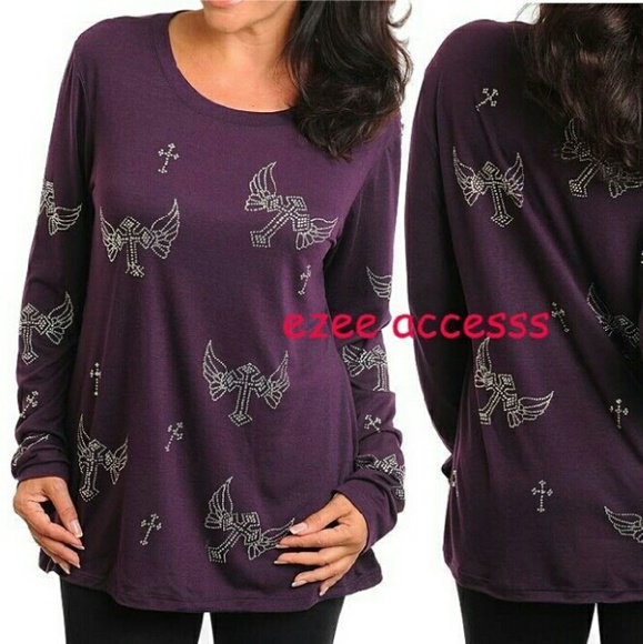 Plus size tunic top blouse shirt long sleeves new - Picture 2 of 2